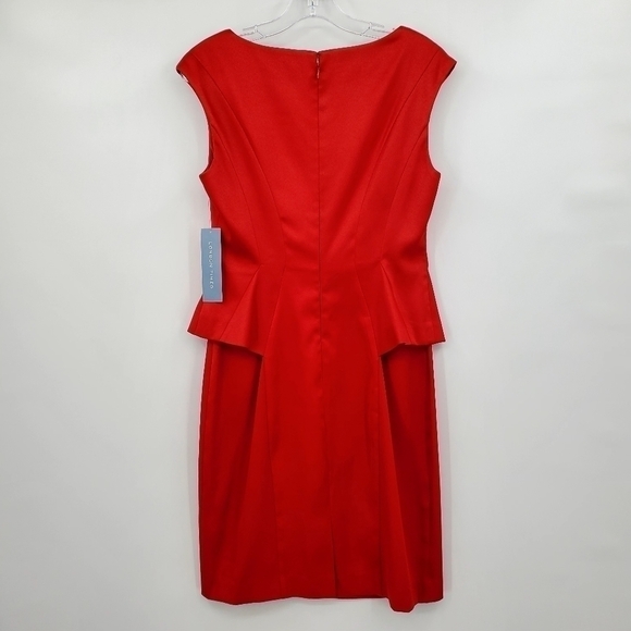 London Times Red Peplum Cocktail Dress - Picture 3 of 7